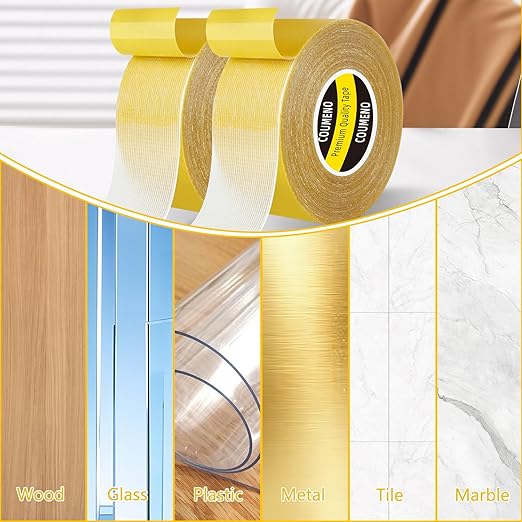 Double Sided Tape Heavy Duty Strong Wall Adhesive with Fiberglass Mesh, Super Sticky Resistente Easy Use Mounting Tape 2.2inX33FT