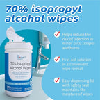 The Pharma-C Company - 70% Isopropyl Alcohol Wipes - Bulk Large Durable IPA Wipes. First-Aid Antiseptic Wound Cleaner with Moisture Lock Lid. (Case of 6 Canisters)