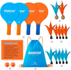 Banvih Badminton Set 4 Rackets, Paddle Ball Outdoor Games Christmas Stocking Stuffers for Kids Teens Adults and Family, Sports Beach Toys - for Yard, Lawn, Camping Games Essentials