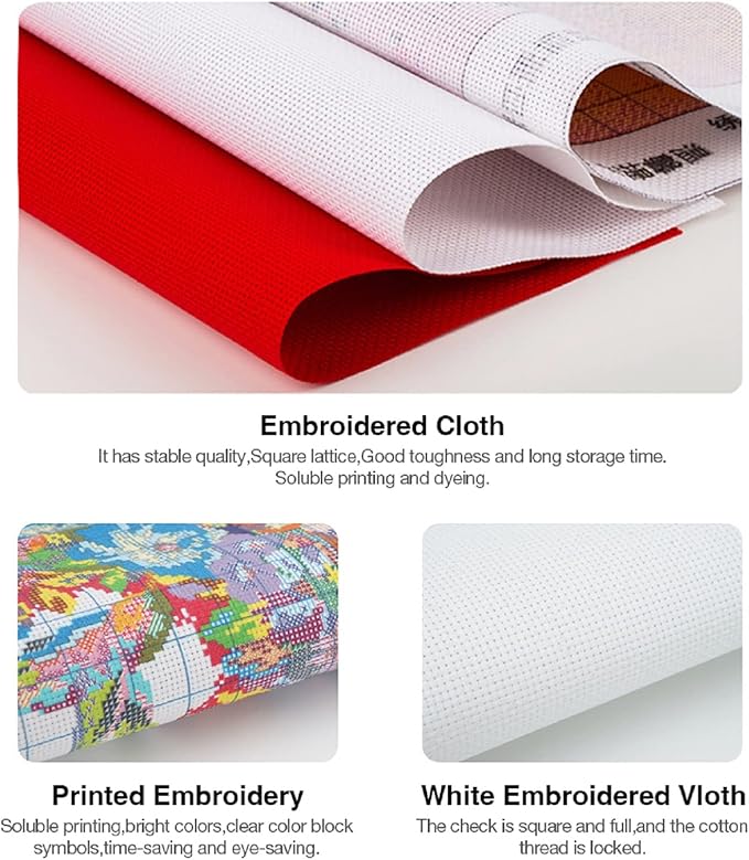 Foxhool Beginners Cross Stitch Kits Stamped Full Range of Embroidery Kits for Adults DIY Cross Stitches kit Embroidery Patterns for Needlepoint kit-Hummingbirds Gather Honey 16x20 inch