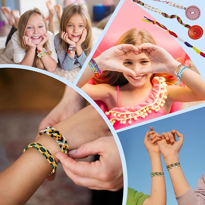 Friendship Bracelet Making Kit for Girls, Arts and Crafts Bracelets String Maker Kit for Kids Ages 8-12 Christmas Birthday Gifts (All Blue)