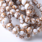 36pcs 10mm White Howlite Spun Gold Stone Beads for Jewelry Making Natural Stone Energy Healing Beads DIY Bracelet Necklace 15" (10mm, White Howlite Spun Gold Stone)