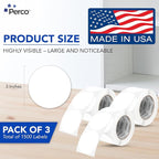 Perco White 3-Inch Round Circle Dot Sticker Labels - Multi-Roll Pack (3 Rolls, 500 Labels Each) - Permanent Adhesive, Vibrant Colors, Strong Hold - Perforated for Easy Use - Made in USA