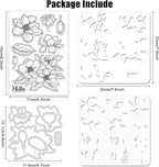 ORIGACH Realistic Magnolia Flower Stamps and Die and Layering Coloring Stencil Bundle for Card Making Album Arts Crafts Supplies