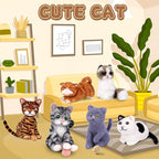 Mayboos 6 Pcs Needle Felting Kit, Animal Needle Felting Beginner Kits Wool Felt Needle Felting Tools with Instruction for DIY Craft Animal Home Decoration (Cute Cat)