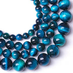 10MM 72pcs Natural Royal Blue Tiger Eye Stone Energy Healing Beads Round Loose Beads for Jewelry Making Bracelet 2 Strands 32"