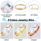 Paxcoo 3 Pack Jewelry Wire Craft Wire 18 Gauge Tarnish Resistant Beading Wire for Jewelry Making Supplies and Crafting (Silver, Gold and Copper)