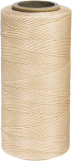uxcell 150D 0.8mm Flat Waxed Thread 284 Yards Polyester Leather Sewing Waxed String Hand Stitching Waxed Cord for Leather Stitching Sewing Bookbinding DIY Craft Beige