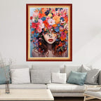 Joyhoor Cross Stitch Kits for Beginners Stamped Cross-Stitch Supplies Needlework preprint Embroidery Kits for Adults DIY Needlepoint Kits Embroidery Patterns 11CT-Flower Girl 16x20 inchs