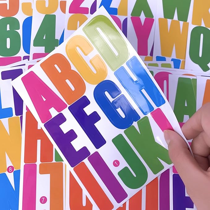 318Pcs 2inch Vinyl Letter & Numbers Stickers, Large Stick on Alphabet for Bulletin Board, Scrapbooking,Mailbox, House, Door, Wall,Scrapbook, Wall, Waterproof self Adhesive (Multi Color)