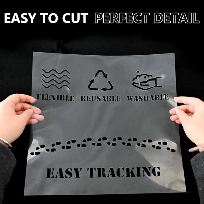EGOSKY 15 Pack 6 Mil Mylar Sheets, 12 x 12inch Clear Blank PET Blank Stencil Material, Make Your Own Stencil Compatible Vinyl Cutting Maching