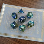 DND RPG Dice Set, Nebula Polyhedral Dice for Dungeons and Dragons, Mystery 7-Piece Set (Blue Gold)
