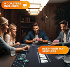 Newverest Poker Table Top 70" x 35", Texas Hold'em Poker Mat for Home Game Nights Up to 10 Players, Casino| Poker Topper Cloth for Tables in Zipper Storage Bag with 8 Coasters in Poker Gift-Ready Box