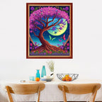 Dimensean Stamped Cross Stitch Kits Full Range of Embroidery Patterns Starter Kits for Beginners Adult or Kids DIY Cross Stitches Needlepoint Kits 11CT-Colorful Tree Moon 15.7x19.7 inch