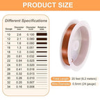 HARFINGTON 20ft Jewelry Wire, 24 Gauge (0.5mm) Brass Craft Soft Metal Tarnish Resistant Copper Beading Wire for Jewelry Making Supplies Crafting, Coffee