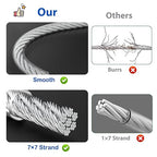 3/16" Wire Rope, 50Ft PVC Coated Steel Cable 7×7 Strand Core, Ideal Cable Railing System for Stair Handrail Balusters Porch Fence Deck, String Light Hanging, Clothesline, Curtains, Shade Sail