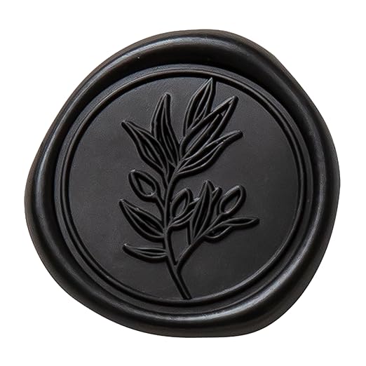 PONATIA Black Wax Seal Stickers - Wedding Invitation Seal Stickers, 50 Pcs Self- Adhesive Wax Seals, Perfect for Invitation Cards, Envelopes Christmas Cards, Gift Wrapping, Party Menu Decor