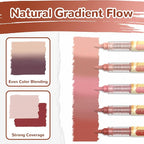 Guangna 12 Red Brown Series Acrylic Paint Markers Set, Brush Tip Acrylic Paint Pens for Rock Painting, Wood, Glass, Paper, Coloring Book, Ceramic, Canvas, DIY Crafts, Water-Based Ink