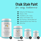 Chalky Chicks All-in-One Chalk Paint for Furniture or Cabinet - 32 Fl Oz - Matte Finish Aqua Bay (Aqua Blue) for Metal, Wood Furniture Paint - No Sanding All-in-One for Home Decor & Crafts, USA Made
