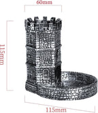 Castle DND Dice Tower, Wall Carving Dice Rolling Tower for Role Playing Game | Easy Roller Perfect for Board Game, D&D and RPG (Ancient Silver)