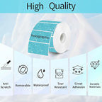 3x2 Inch Holographic Thermal Labels Stickers, Glitter Waterproof Direct Thermal Sticker Labels for Barcode, Mailing, DIY Design- 200 Pcs/Glitter Blue