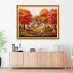Foxdiviy Stamped Cross Stitch Kits Full Range of Embroidery Needlework Starter Kits for Beginners Adults 11CT Embroidery Patterns Art Crafts DIY Needlepoint Kits-Beautiful Home 16x20 inch