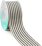 CT CRAFT LLC Ivory Cotton Black Stripes Ribbon 1.5" x 10 Yards for Home Décor Gift Present Wrapping DIY Crafts Birthday Wedding Bouquet Christmas