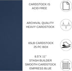 PA Paper Accents Stash Builder Cardstock 8.5" x 11" Empress Blue, 65lb Colored cardstock Paper for Card Making, Scrapbooking, Printing, Quilling and Crafts, 25 Piece Pack