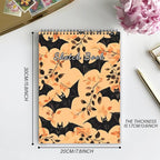 Cabreche Cute Sketchbook Top Spiral Bound Sketch Pad, 9 x 12 inch,100GSM Thick Paper,50 Sheets 100 Pages,Art Sketch Book Artistic Writing Drawing Paper for Girls Women Beginners-Orange Bat