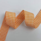 Micomon Orange Gingham Plaid Checked Ribbon 25 Yard Each Roll 100% Polyester (1", Orange)