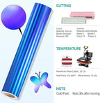 VINYL FROG Holographic HTV Vinyl Roll 12" x5ft Blue Metallic Heat Transfer Vinyl Iron on Vinyl Easy to Cut & Weed DIY Heat Press Design for T-Shirts