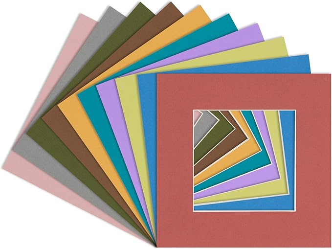 5x7 Mat for 8.5x11 Frame - Precut Mat Board Acid-Free Show Kit with Backing Board, and Clear Bags Mixed Colors 5x7 Photo Matte Made to Fit a 8.5x11 Picture Frame Matboard for Framing, Pack of 100 Mats