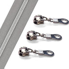 Sawoake 10 Yards Bulk #5 Nylon Coil Zipper, Pale Bluish White With Silver Teeth, 10 Sliders for DIY Sewing Craft Bags
