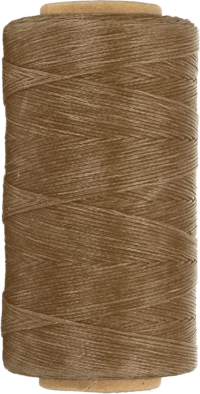 PATIKIL 284 Yard Flat Waxed Thread 150D 1mm Leather Sewing Cord for Repairing Shoes Bags Wallets Jewelry Making DIY Leather Craft, Dark Brown