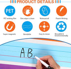 Faccito 12 Pieces Large Magnetic Sentence Strips 3 x 36 inch Dry Erase Sentence Strips Jumbo Multicolor Magnetic Handwriting Paper with Lines for Teacher Whiteboard Classroom School Supplies