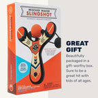 Mighty Fun! - Mischief Maker® Wooden Slingshot - Classic Series - Real Wood Slingshot for Kids, 4 Soft Foam Balls and Storage Bag - Ages 4+ (Orange)