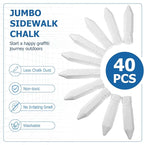 Fulmoon 40 Pcs Jumbo Sidewalk Chalk for Kids Outdoor Art Non Toxic Large Washable Street Chalk for Adults Drawing Painting Classroom (White,Hexagon)