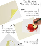 MyArtscape Graphite Transfer Paper, 20 Mixed Sheets - Wax Free - Erasable - Smudge-Free - Ideal for Drawing and Tracing - Premium Arts and Crafts Supplies