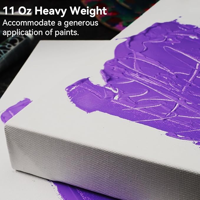 PHOENIX 10x20 Inch 3 Pack Gallery Canvas - 1.5 in Thick Long Canvases for Painting - Deep Edge 100% Cotton 11 Oz. Gesso Primed White Blank Professional Canvas Oil & Acrylic Paints