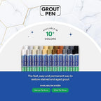 Grout Pen Brown Tile Paint Marker: Waterproof Grout Paint, Tile Grout Colorant and Sealer Pen - Narrow 5mm, 2 Pack with Extra Tips (7mL) - Brown