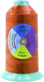 Mandala Crafts Bonded Nylon Thread Burnt Orange Heavy Duty Sewing Threads - 415 YDs Size 346 210D T350 Tex 350 Thread for Leather Jeans Weaving Outdoor Marine Upholstery Threads