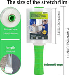 Mini Clear Stretch Wrap Film roll,5''x1000ft,4 Packs with 1 Plastic Handle,Self Adhering Industrial Plastic Wrap for Pallet Wrap,Heavy Duty Packaging,Moving,Transparent Shrink Wrap,80 Gauge