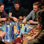 Dice Tower Mug, Dice Rolling Tower, Comes with 7 PCS Dice Set, Suitable for DND Dungeons and Dragons, Tabletop Games, Available As Drink Holder, D&D Gifts, DND Accessories (Blue-Gray)