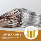 PATIKIL 26 Guage/ 0.4 mm 328 Feet Jewelry Craft Wire, 2 Pcs Copper Beading Wires with Plier for Beading Jewelry Making Supplies Earrings Bracelets Accessories Sculptures Gardening, Gold