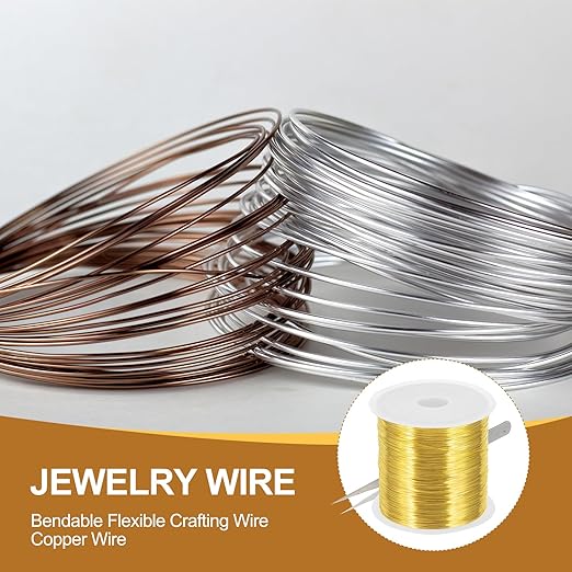 PATIKIL 26 Guage/ 0.4 mm 328 Feet Jewelry Craft Wire, 2 Pcs Copper Beading Wires with Plier for Beading Jewelry Making Supplies Earrings Bracelets Accessories Sculptures Gardening, Gold