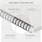 BEECHMORE BOOKS 9x12 Spiral Sketchbook – 140 GSM Acid-Free Paper, 100 Perforated Pages, A4 Art Sketch Pad for Drawing & Sketching, Artists, Adults