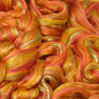 Merino Silk Luxe Tonal Designer Blend. Superfine Merino, Mulberry Silk, Tussah Silk. Top Roving for Spinning or Felting. Saffron Serenade 1oz