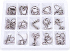 Ahyuan 15 Pieces IQ Test Mind Game Toys IQ Toys Brain Teaser Metal Wire Puzzles Magic Trick Toy Metal IQ Puzzle for Kids and Adults