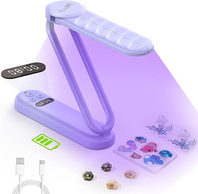 PPESULK Cordless UV Light for Resin Curing, 3000mAh Rechargeable Fast UV Light with 34 Beads and LCD Timer Display, Portable UV Resin Curing Machine for Resin Molds, Jewelry Making, DIY Crafts