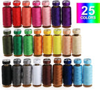 ilauke 50Pcs Thread for Sewing, 400 Yards Sewing Thread kit, Prewound Bobbins Hand & Machine, Sewing Machine Thread Assortment for Brother Singer Janome Juki Serger Machine, 25 Colors